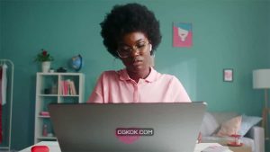 فوتیج کار کردن دانش آموز دختر با لپ تاپ Female Student Working On Laptop