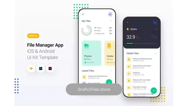 دانلود رابط کاربری مدیریت فایل File Manager App iOS & Android UI Kit Template 1