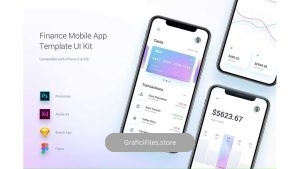 دانلود طرح لایه باز رابط کاربری اپلیکیشن موبایل سرمایه گذاری Finance Mobile App Template UI Kit