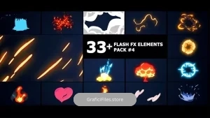 پروژه افترافکت افکت کارتونی Flash FX Elements Pack 04