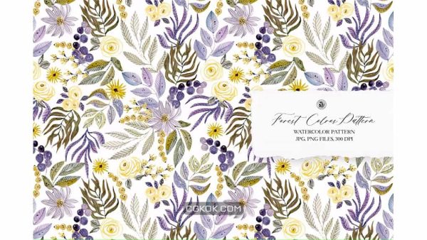 دانلود کلیپ آرت و پترن آبرنگی جنگل Forest Colors Watercolor Pattern