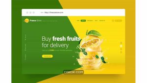 دانلود طرح لایه باز سربرگ میوه فروشی Fresco Store – Fruit Hero Header Template V.1