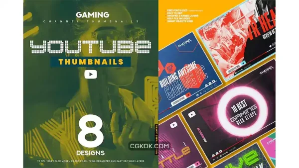 دانلود طرح لایه باز کاور ویدیو یوتیوب بازی Gaming YouTube Thumbnails