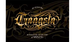دانلود فونت انگلیسی تاتو Gangsta Typeface | Tattoo Fonts