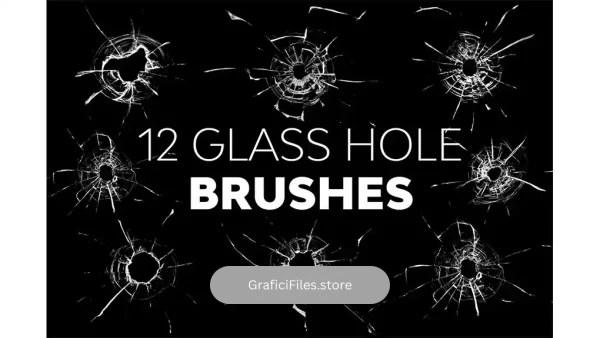 دانلود 12 براش شیشه شکسته فتوشاپ Glass Hole Brushes