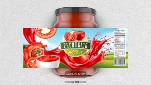 دانلود موکاپ برچسب شیشه رب گوجه فرنگی