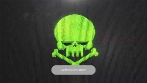 دانلود فوتیج جمجمه سبز Green Skull Blocks Formation
