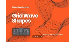 دانلود براش خطوط مواج فتوشاپ Grid Wave Shapes Photoshop Brushes
