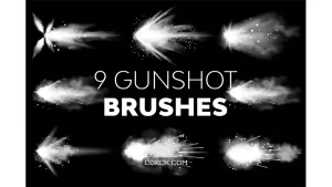 دانلود 9 براش شلیک گلوله فتوشاپ Gunshot Brushes