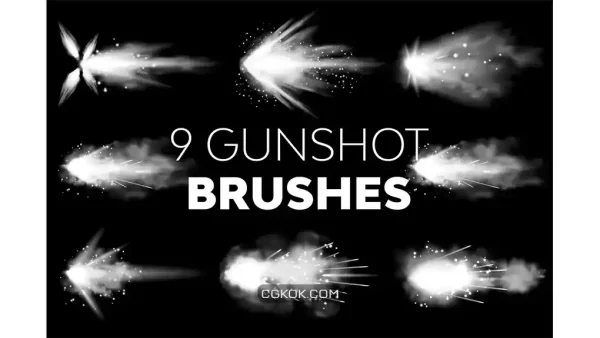 دانلود 9 براش شلیک گلوله فتوشاپ Gunshot Brushes