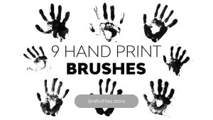 دانلود 9 براش چاپ دست فتوشاپ Hand Print Brushes