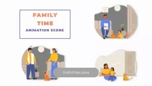 پروژه افترافکت موشن گرافیک خاطرات شاد خانوادگی Happy Family Time Memories Animation Scene