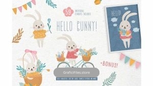 دانلود کلیپ آرت خرگوش Hello Bunny! Cute characters pack