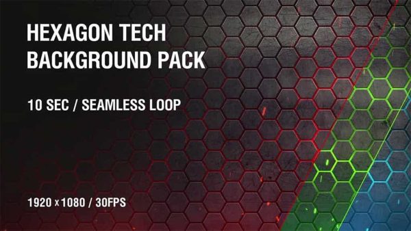 دانلود بک گراند موشن گرافیک چند ضلعی Hexagon Tech Background Pack