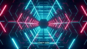 دانلود بک گراند موشن گرافیک تونل نئون شش ضلعی Hexagonal Neon Tunnel