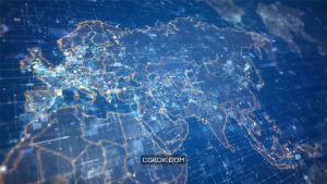 دانلود فوتیج نقشه جهان Hi-Tech World Map Updating Data