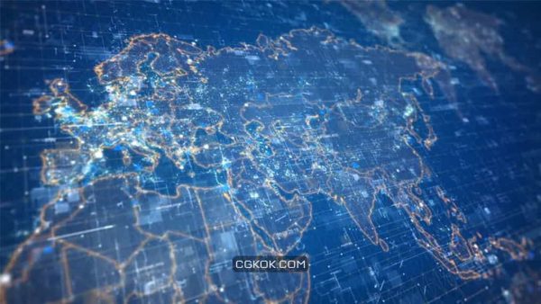 دانلود فوتیج نقشه جهان Hi-Tech World Map Updating Data