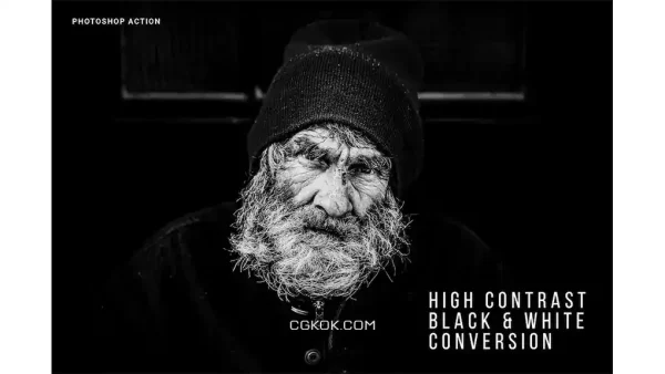 دانلود اکشن فتوشاپ افکت سیاه و سفید تصاویر با کنتراست بالا High Contrast Black & White Conversion