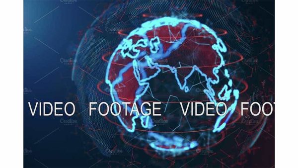دانلود فوتیج چرخش زمین Holographic Earth Rotation 3d Render