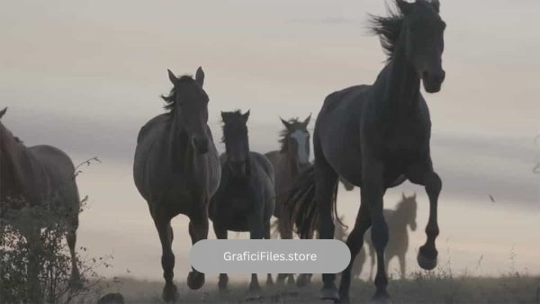 فوتیج دویدن اسب ها در علفزار Horses Run Across The Grass