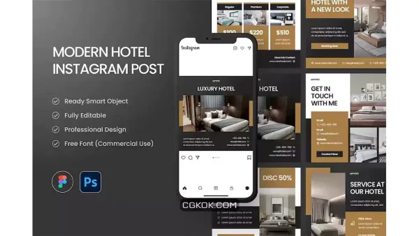 دانلود طرح لایه باز پست اینستاگرام هتل Hotel Instagram Post