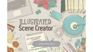 دانلود جعبه ابزار ساخت تصاویر وکتور گرافیکی Illustrated Scene Creator