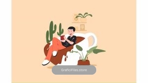 دانلود طرح وکتور خیال پردازی با قهوه Imagination With Coffee