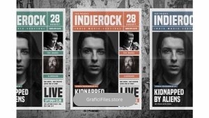 دانلود فایل لایه باز تراکت Indie Rock Newspaper Style Flyer