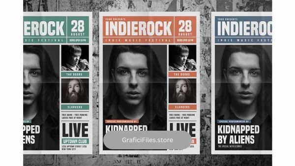 دانلود فایل لایه باز تراکت Indie Rock Newspaper Style Flyer