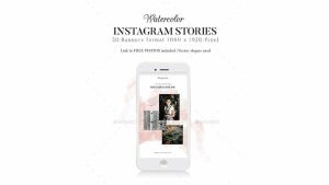 دانلود فایل لایه باز استوری اینستاگرام با طرح آبرنگی Instagram Stories Watercolor/Brush