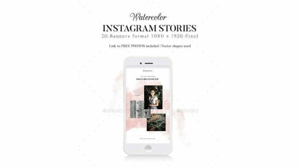 دانلود فایل لایه باز استوری اینستاگرام با طرح آبرنگی Instagram Stories Watercolor/Brush