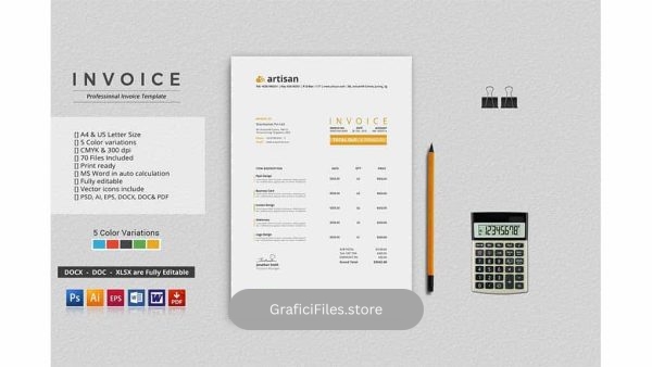 دانلود فایل لایه باز فاکتور فروش Invoice Template