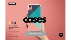 دانلود موکاپ قاب آیفون ایکس IPhone XR 2D Case (white) Mockup Set