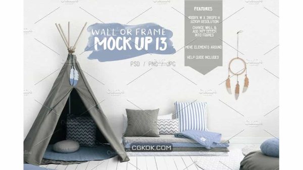 دانلود موکاپ دیوار و قاب عکس اتاق کودک Kids Room Wall/Frame Mock Up 13