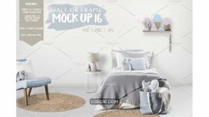 دانلود موکاپ قاب عکس و دیوار اتاق کودک Kids Room Wall/Frame Mock Up 16