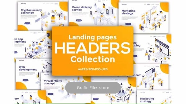 دانلود تصاویر لندینگ پیج Landing page headers template on various topics