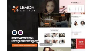 دانلود رابط کاربری لندینگ پیج سالن زیبایی Lemon – Hair Salon & Beauty PSD & XD Landing Page