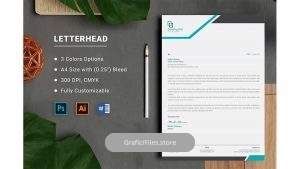 دانلود قالب آماده ورد سربرگ تجاری Letterhead Word