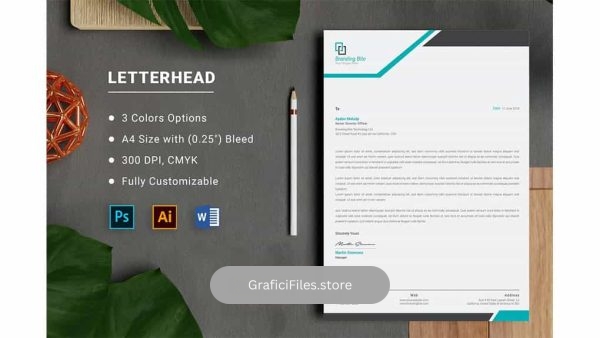 دانلود قالب آماده ورد سربرگ تجاری Letterhead Word