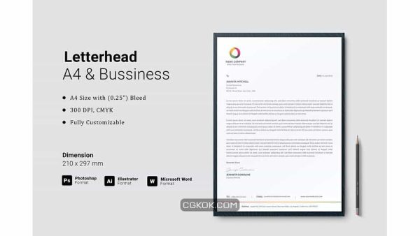 دانلود قالب آماده ورد سربرگ Letterhead Word Template