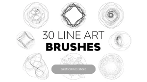 دانلود 30 براش فتوشاپ خطوط هنری Line Art Brushes