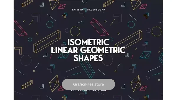 دانلود وکتور بک گراند ایزومتریک اشکال هندسی خطی Linear Isometric Geometric Shapes Background