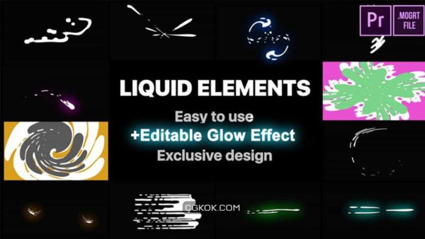 دانلود پروژه پریمیر ترانزیشن و المان سیال برای موشن گرافیک Liquid Motion Elements And Transitions