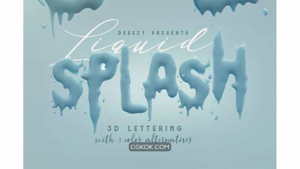 دانلود کلیپ آرت حروف الفبا با طرح چکیده شده Liquid Splash – 3D Lettering