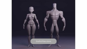 دانلود آبجکت کاراکتر مرد و زن Male and Female Stylized Blockouts