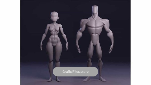 دانلود آبجکت کاراکتر مرد و زن Male and Female Stylized Blockouts