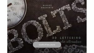 دانلود کلیپ آرت حروف الفبا با طرح پیچ و مهره Metalic Bolts – 3D Lettering