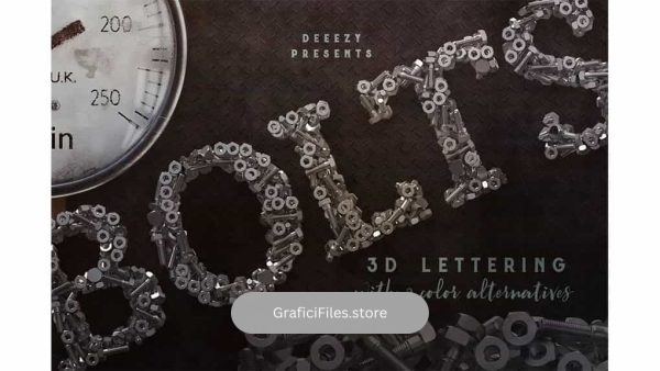 دانلود کلیپ آرت حروف الفبا با طرح پیچ و مهره Metalic Bolts – 3D Lettering