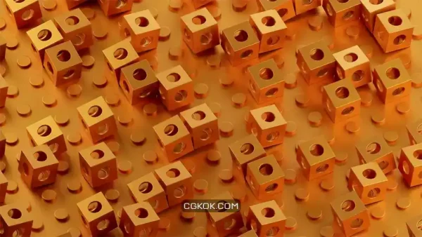 دانلود بک گراند موشن گرافیک مکعب های فلزی نارنجی Metallic Orange Cubes Loop