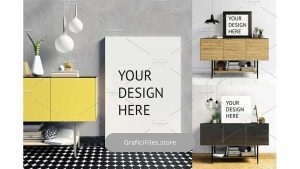 دانلود موکاپ قاب عکس Mock Up Poster Frame In Interior